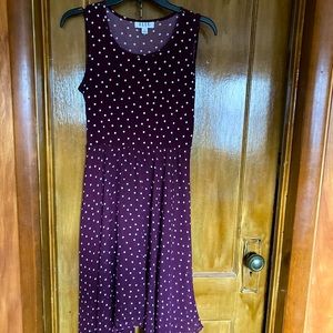 Elle maroon and white polka dot dress Small